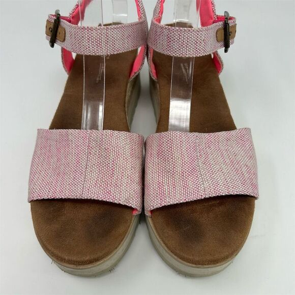 TOMS Women's Pink Espadrille Slingback Wedge Platform Sandals Size 8.5 - Picture 4 of 9